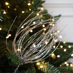 Decorazione Natalizia H870 a Cascata con Effetto Galassia, Nappine Color Champagne, <span class=keywords><strong>Glitter</strong></span> a Forma di Soffione e Rami con Effetto Fuochi d'Artificio - Product Image 4