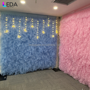 Toile de fond en tulle bleu et rose de haute qualité LEDA, 8x8 pieds, pour décorations de mariages et événements. - Product Image 3