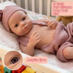 Poupée Reborn de 18 pouces, réaliste, entièrement en silicone, corps entier, poupée nouveau-né réaliste pour filles, accessoires - Product Image 2