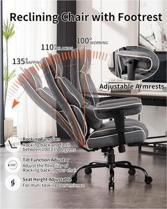 <span class=keywords><strong>Silla</strong></span> de oficina <span class=keywords><strong>ejecutiva</strong></span> reclinable de rotación ajustable grande y alta <span class=keywords><strong>gris</strong></span> con respaldo alto ergonómico con reposapiés - Product Image 4
