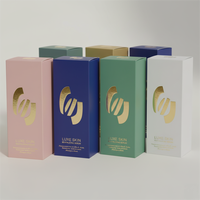 Boîte d'emballage pour flacon de sérum de soin de la peau en carton blanc avec logo en feuille d'or personnalisé, prix de gros B2B