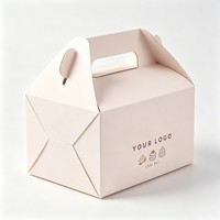 Cajas plegables para pasteles de papel blanco, biodegradables, de calidad alimentaria, para galletas y bizcochos, con asa, directamente de fábrica.