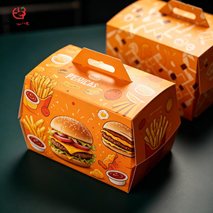EBB Eco-Friendly Reusable Recyclable Custom Logo Kraft Paper Fast Food Packaging <b>Box</b> for Fried Chicken <b>Burger</b> Fries - Product Image 1