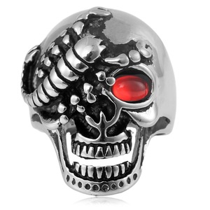 yunnique Skull <b>Ring</b> <b>Titanium</b> Steel Men's Red Eye Jewelry Gift Geometric Design - Product Image 4