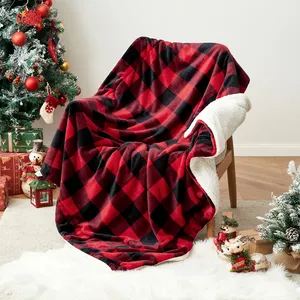 Супермягкое плюшевое теплое фланелевое одеяло из шерпы, утепленные одеяла в западном стиле на Рождество, качественное красное Флисовое одеяло из 100% полиэстера