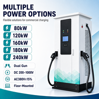 Borne de recharge rapide DC commerciale à double pistolet 80-240 kW CCS2 OCPP IP55, station de charge au sol pour projets de dépôts de flottes routières
