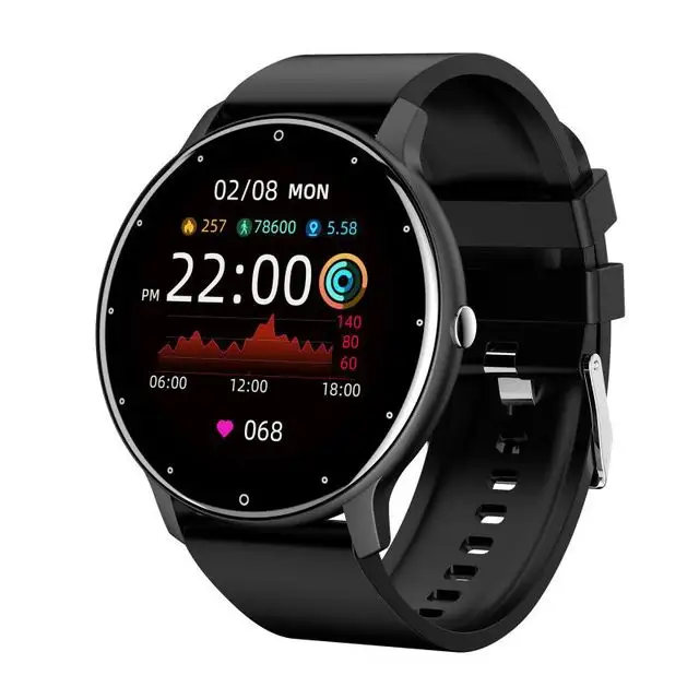 Relógio inteligente com tela redonda zl02d, smartwatch com bracelete e monitor cardíaco, de sono, pressão sanguínea e frequência cardíaca, esportivo, para homens