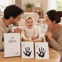 Lot de 7 cartes de jalons de développement pour bébé, kit d'empreintes de mains et de pieds, design Art Déco, souvenir de nouveau-né pour cadeau d'anniversaire
