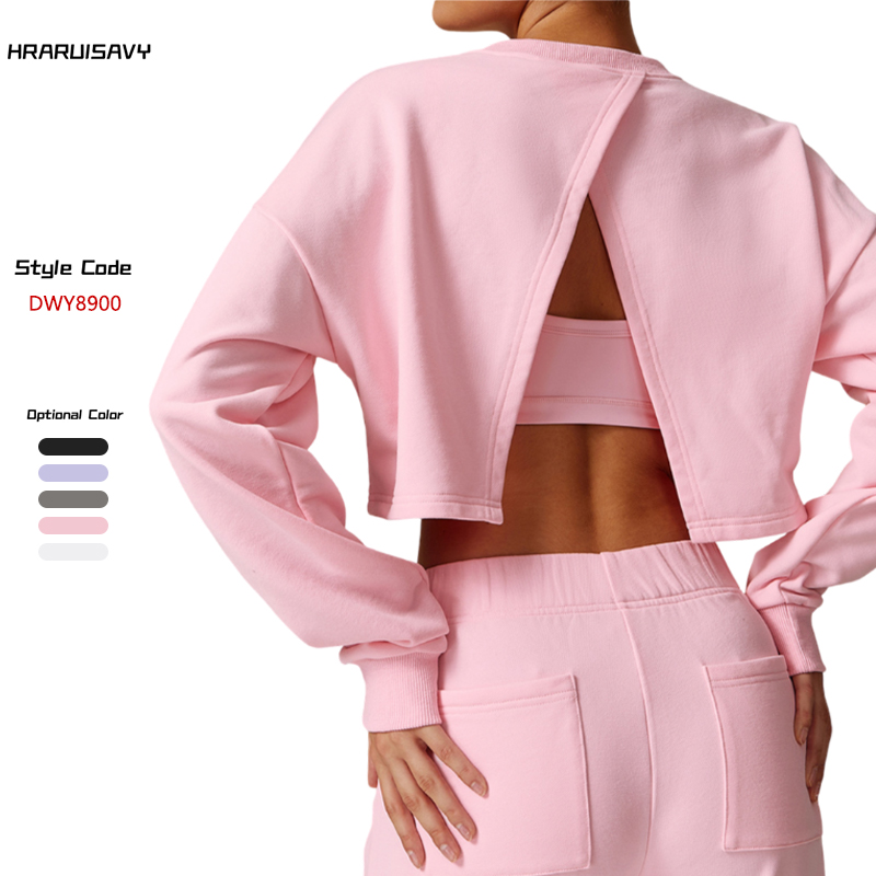 High Quality Women's Loose Relaxed Long Sleeve Breathable Quick Dry Sweat-Wicking Fitness Training Neck Open Back Yoga