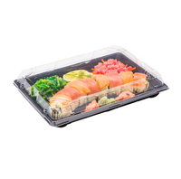 Boîte à sushi rectangulaire transparente jetable de qualité alimentaire PLA, durable, résistante à l'humidité, scellée, pour pâtisserie, fruits, desserts, sandwichs