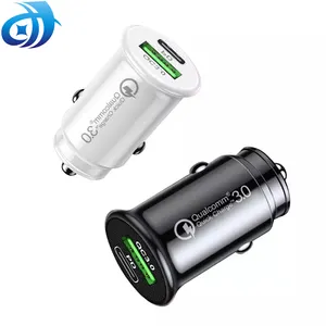 双端口PD快速充电车载充电器型快速充电Usb车载充电器QC3.0微型USB C电缆电话充电器适配器