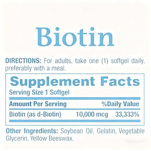 Suplemen Kapsul Lunak Vegan <span class=keywords><strong>Vitamin</strong></span> <span class=keywords><strong>Biotin</strong></span> untuk Pertumbuhan Rambut, Kuku, dan Kulit Dewasa OEM 10000mcg 15000mcg - Product Image 2