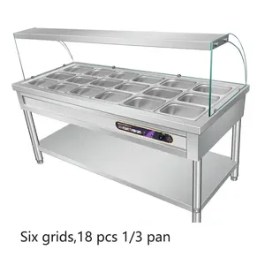 LYROE commerciale Hotel Buffet ristorante elettrico in acciaio inox 6/8/10 Slot zuppa cibo scaldabagno macchina con ruote - Product Image 1