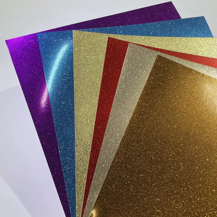 10 sayfalık çanta başına 300gsm 12x12 inç plastik kaplı metalik pürüzsüz glitter ayna karton kutu kart stoğu noel DIY