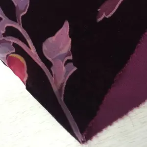 Hejin produttore personalizzato di alta qualità fiore nero elasticizzato stampato comodo tessuto in Nylon Burnout tessuto di velluto per abbigliamento