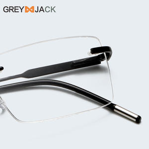 Lunettes optiques sans monture Greyjack, monture en métal carrée, unisexe, taille moyenne, verres en acrylique pour la vision de près - Product Image 4