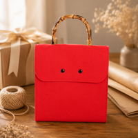 En stock, prêt à être expédié : Sac de rangement en feutre anti-poussière réutilisable avec poignée en bambou pour sac à main, emballage cadeau, articles divers quotidiens
