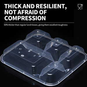 Contenitore per Alimenti Usa e Getta Sureseal per Ristoranti da Asporto, Preparazione Pasti, 5 Scomparti, Scatola Bento in Plastica PP con Coperchio a Prezzo Conveniente - Product Image 4