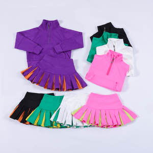 Conjunto de Yoga para Niñas de Nylon y Spandex Certificado por CPC y CPSIA al por Mayor, Chaqueta con Media Cremallera y Falda-Pantalón Plisada, Traje de Tenis al por Mayor - Product Image 2