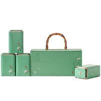 Maßgefertigte 315*130*154mm Kartonbox mit Eigenem Logo und Quadratischem Griff für 4 Dosen Chinesischer Stil Kartonverpackung für Tee