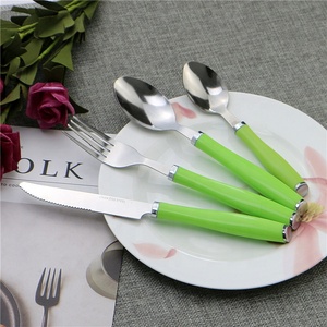 Juego de cubiertos de acero inoxidable con mango de plástico, superventas en Sudamérica, 24 unidades - Product Image 4