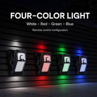 Lampe murale LED solaire USB à double charge avec détecteur de mouvement, changement de couleur RGB, télécommande, pour extérieur, camping, patio, clôture