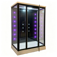 Salle de vapeur rectangulaire moderne de luxe avec fonction de massage intégrée, température réglable, haut-parleur Bluetooth, cadre en aluminium, acrylique