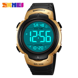 Skmei Men's Digital Sports Watch 50M Water Resistant TPU Strap Dual Time Countdown Outdoor Electronic Watch - Product Image 1