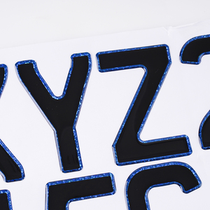 Placa de Matrícula Personalizada para Automóvil, Placa de Matrícula del Reino Unido, Letras Negras en Fibra de Carbono 3D, Letras con Purpurina Plateada - Product Image 4