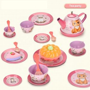 Vente chaude fer blanc métal thé ensemble Roleplay jeu de cuisine avec théière pour les filles fête après-midi thé et jouets éducatifs pour les enfants - Product Image 2