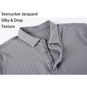Polo de jacquard con burbujas personalizado para hombre, manga corta, de secado rápido, tejido de punto. - Product Image 4