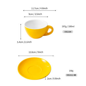 Chaozhou Ceramic <b>Coffee</b> <b>Cup</b> <b>And</b> <b>Saucer</b> Set Solid Color Red Yellow Green Blue For Gift 2024 - Product Image 3