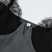 Mini-robe sexy en dentelle, col en V, dos nu, sans manches, pour les vacances d'été