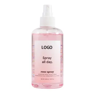 Toner facial hidratante para reparação de pele com logotipo personalizado, spray facial de água rosa, névoa vegana natural