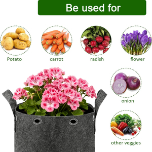 Paquete de 5/6/8/10/20 Bolsas de Cultivo de 3/10 Galones, Macetas de Tela No Tejida con Asas y Orificios de Posicionamiento Superiores para Cultivo de Vegetales - Product Image 5