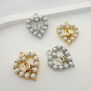 Wholesales 2026 New Arrival Heart Shape <b>Charms</b> Designer Pendants Gold and Silver Pearls Pendant for DIY <b>Bags</b> - Product Image 1