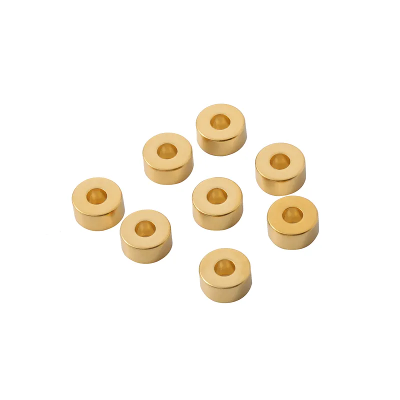 Ring Magnet Gold Coating Permanent Magnet Neodymium Rare Earth Ring Magnets With Straight Hole