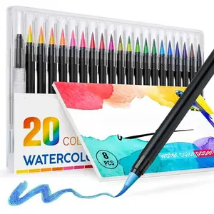Caneta de pincel aquarela de arte bview, caneta para artistas e iniciantes para livros coloridos, caligrafia e desenho