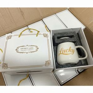 Premium Ceramic Coffee Mug <b>Gift</b> Set with Lid Spoon Custom Logo Mug Set for Wedding Mother's Day Valentine's Day <b>Gifts</b> - Product Image 1