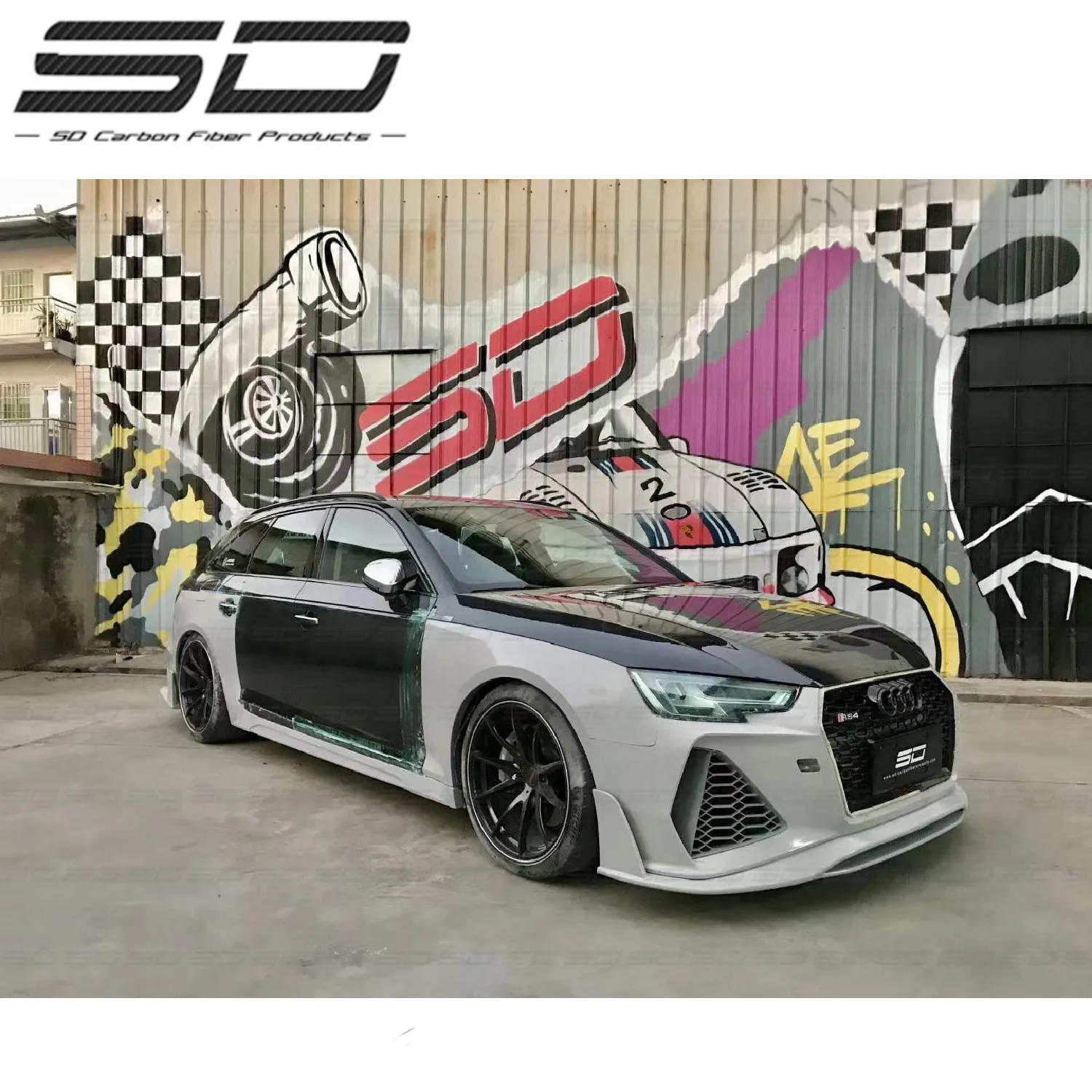 Rs Stijl Droge Koolstofvezel Wide Body Kits Auto Accessoires Voor Au-Di A4 Allroadiber