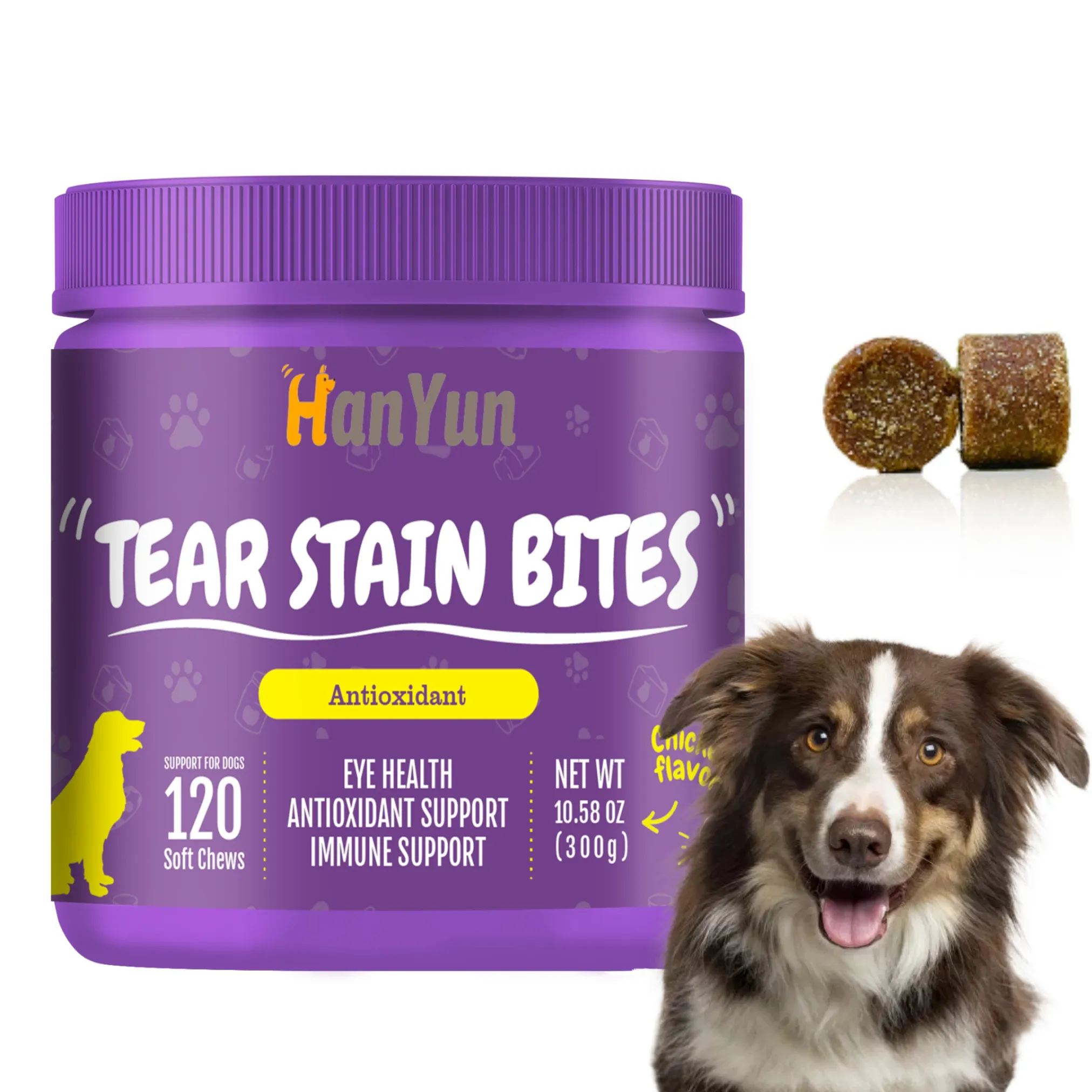 Kostenlose Probe-Tear Stain Support Soft Chews für Hunde-Gesundheit Multi vitamin Dog Tear Stain Remover Bio-Tier zusatz