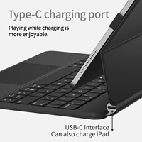 Étui clavier pour iPad en cuir véritable de qualité supérieure avec connexion Pogo Pin directe, disposition arabe, pour iPad Air 13 M2 2024, sans Bluetooth