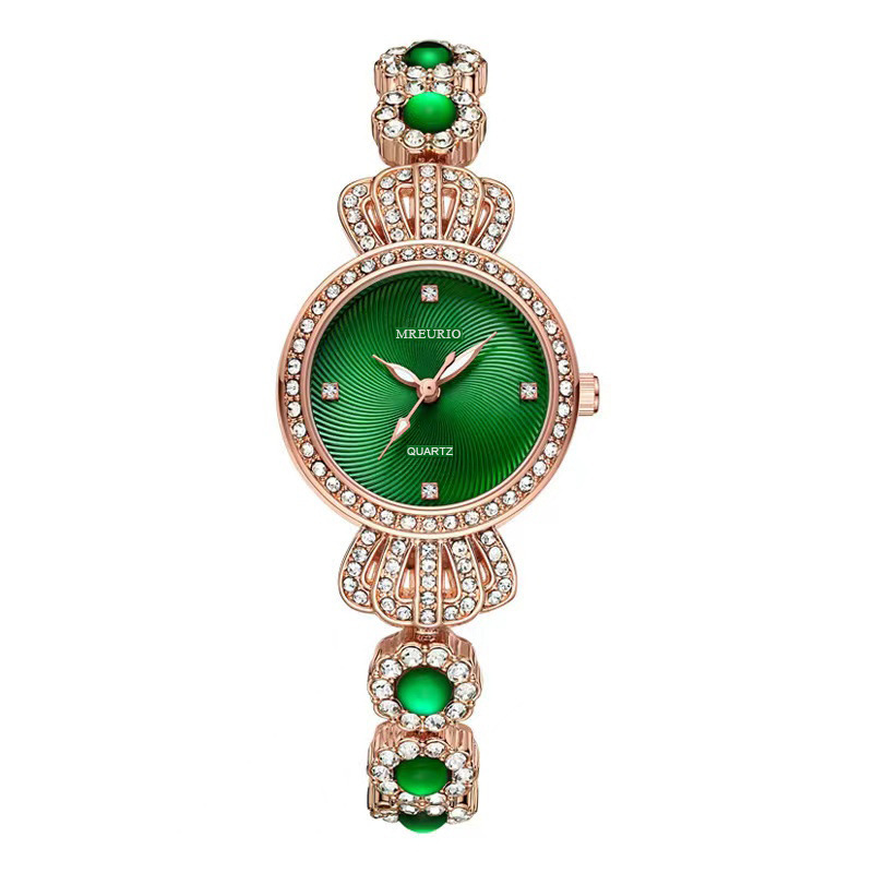 Luxury Crown Bracelet Watch for Women - Green Quartz display picture 3