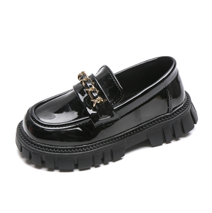 Zapatos de Cuero Personalizados para Niños, Zapatos Negros con Cadena, Zapatos de Suela Gruesa para Estudiantes, Mocasines - Product Image 1