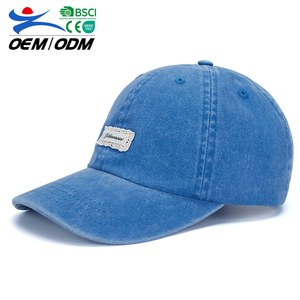 Wholesale New Custom Lace Label Logo Vintage Blue Soft Cotton Curved Denim Baseball Cap Sports Caps Sun <b>Hat</b> <b>Summer</b> Outdoor - Product Image 1