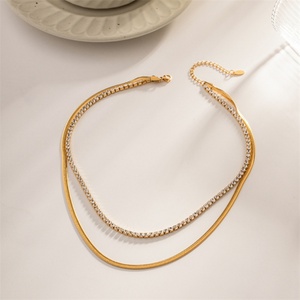 สร้อยคอทองชุบแบบขายส่ง สร้อยคอแบบลูกเทนนิสสำหรับผู้หญิง - Product Image 3