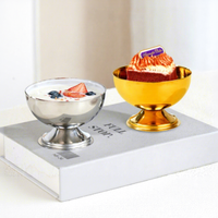 Bol en acier inoxydable de qualité alimentaire au design moderne et minimaliste pour dessert, gâteau, fraise, usage créatif et décoratif, vaisselle d'exportation