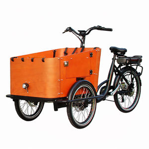 Tricycle adulte le plus vendu, <span class=keywords><strong>vélo</strong></span> cargo électrique à chargement frontal, homologué CE, <span class=keywords><strong>vélo</strong></span> cargo familial hollandais à 3 roues Bakfiet avec <span class=keywords><strong>housse</strong></span> de pluie - Product Image 1