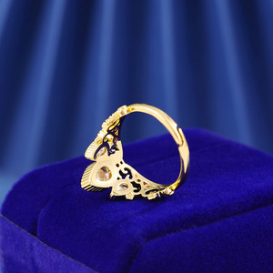 Ouj <span class=keywords><strong>Turkuaz</strong></span> pietra preziosa in oro placcato rame apertura corona regolabile principessa a forma di dito anelli per le signore - Product Image 3