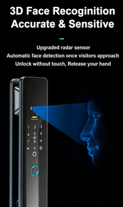 Glomarket Tuya 3D Facial Recognition Smart Lock for Steel/Wood Doors Key Unlock Multi-language Video <b>Intercom</b> System - Product Image 3